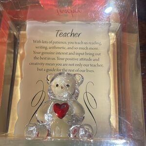 Gift for Teacher - Crystal Bear with Red Heart